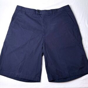 Ashworth Mens Cotton Flat Front 9" Chino Golf Shorts Size 38 Navy Blue Casual